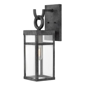 Quintiesse Porter industrial style medium outdoor wall lantern in aged zinc main image