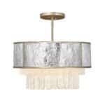 Quintiesse Reverie 4 Light Pendant Stainless Steel Textured Glass