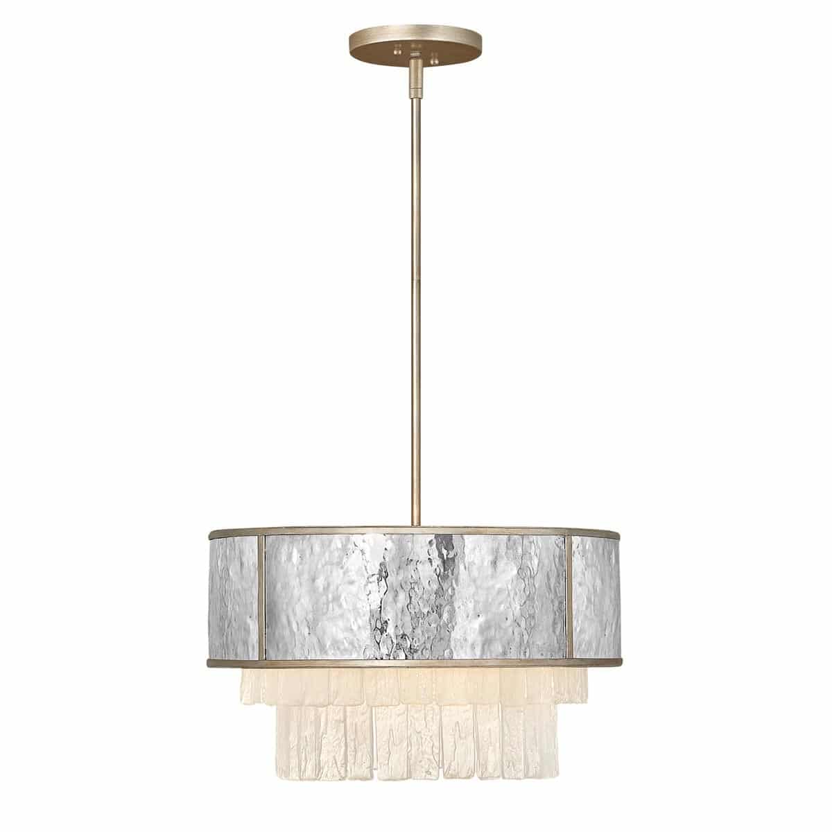 Quintiesse Reverie 4 Light Pendant Stainless Steel Textured Glass