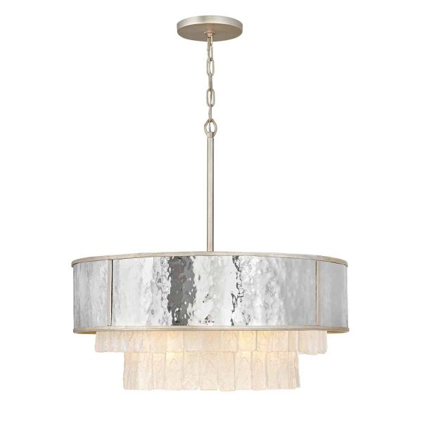Reverie 8 light pendant in stainless steel and textured crystal glass main image