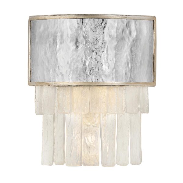 Quintiesse Reverie 2 Lamp Wall Light Stainless Steel Textured Glass
