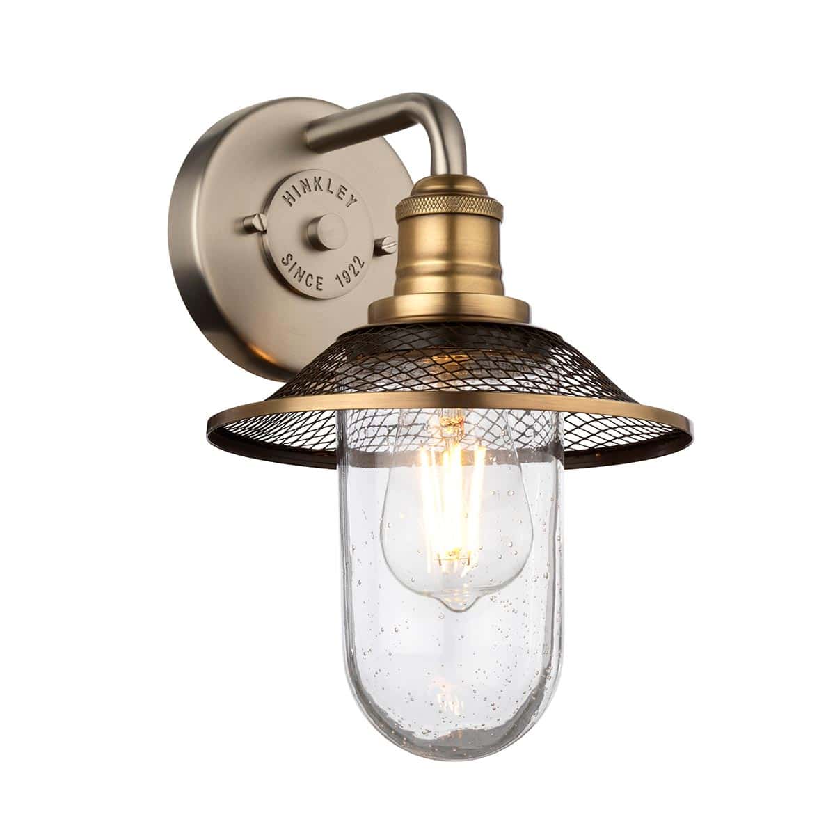 Rigby Retro 1 Lamp Antique Nickel Bathroom Wall Light Seeded Glass