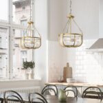 Quintiesse Roux Stunning 3 Light Pendant Natural Brass Ribbed Glass