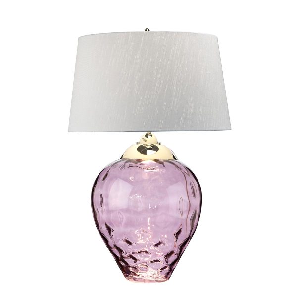 Quintiesse Samara large textured plum glass 2 light table lamp main image