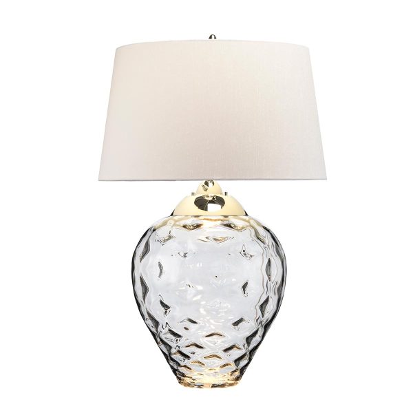 Quintiesse Samara large textured smoked glass 2 light table lamp main image