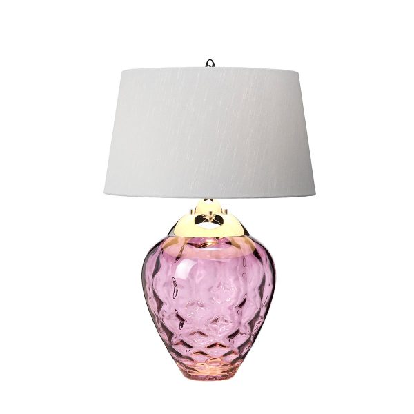 Quintiesse Samara textured plum glass 2 light table lamp main image