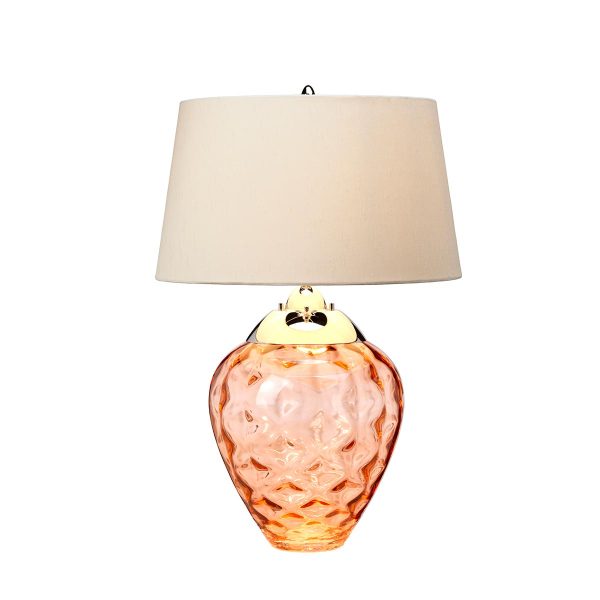 Quintiesse Samara textured salmon glass 2 light table lamp main image