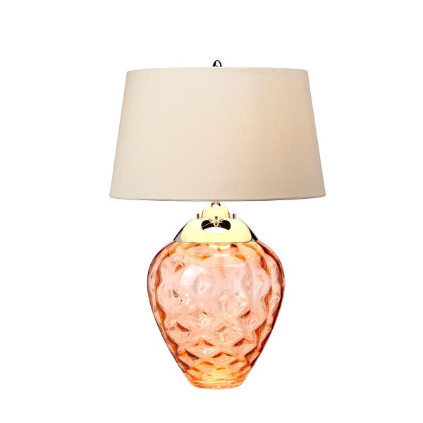 Quintiesse Samara textured salmon glass 2 light table lamp main image