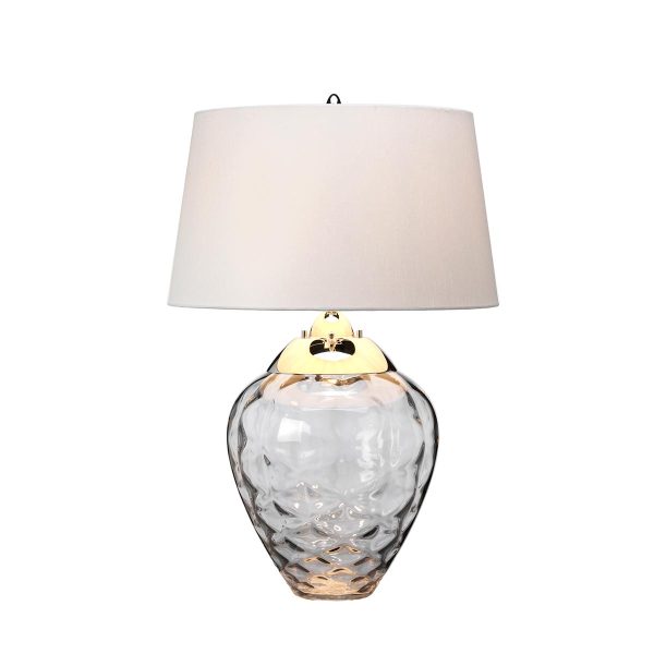 Quintiesse Samara textured smoked glass 2 light table lamp main image