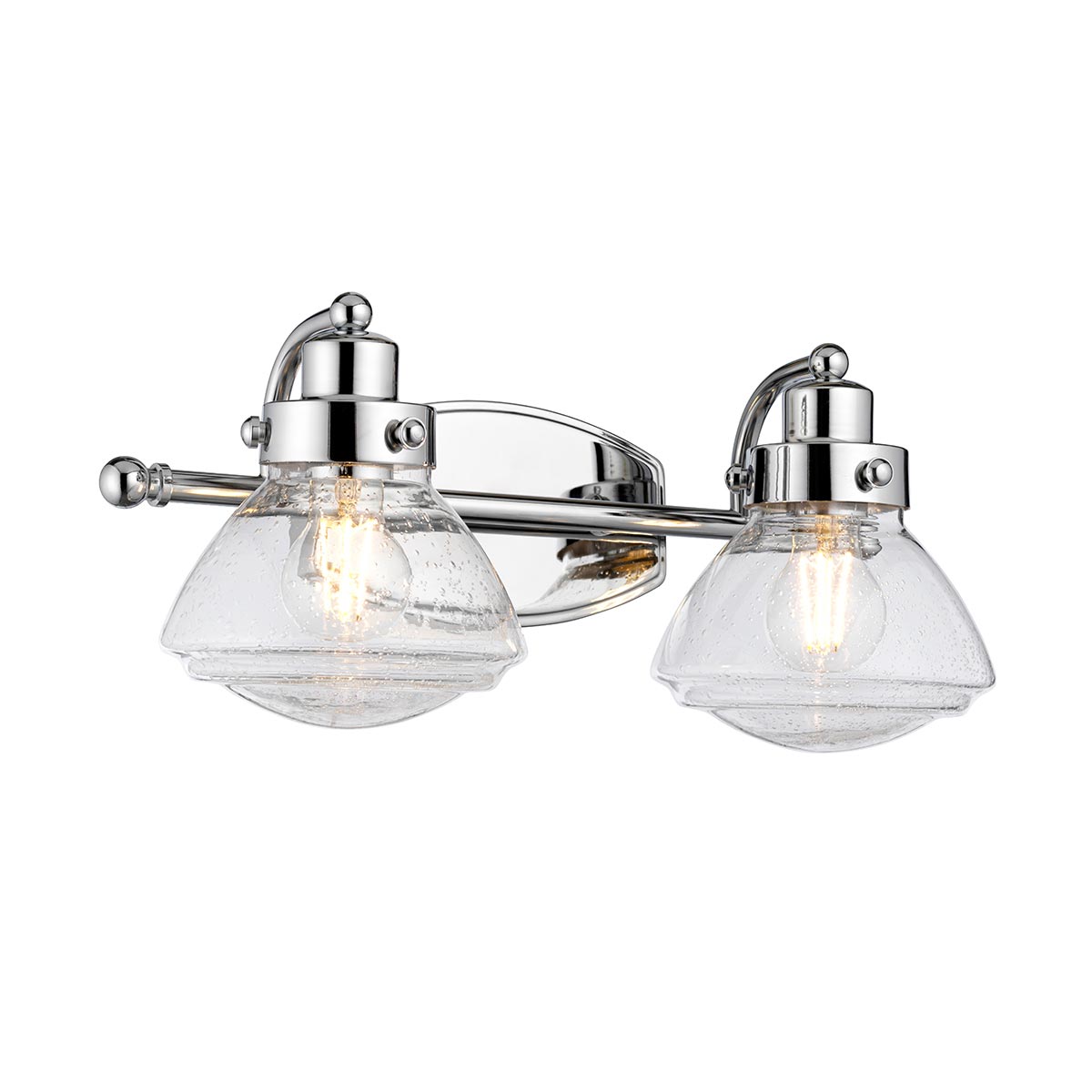 Scholar 2 Lamp Polished Chrome Bathroom Wall Light Seeded Glass