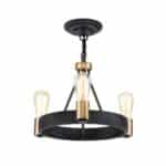 Quintiesse Silas Dual Mount 3 Light Industrial Pendant Aged Zinc / Brass