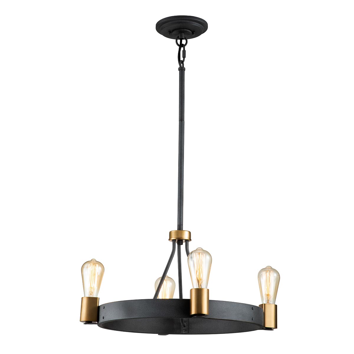 Quintiesse Silas Dual Mount 4 Light Industrial Pendant Aged Zinc / Brass