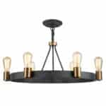 Quintiesse Silas Dual Mount 6 Light Industrial Pendant Aged Zinc / Brass