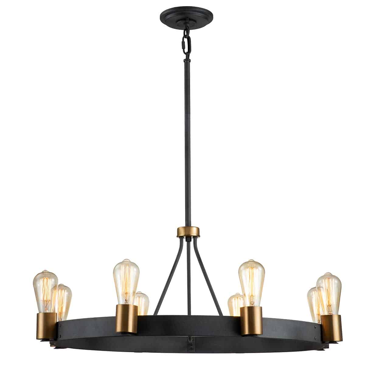 Quintiesse Silas Dual Mount 8 Light Industrial Pendant Aged Zinc / Brass