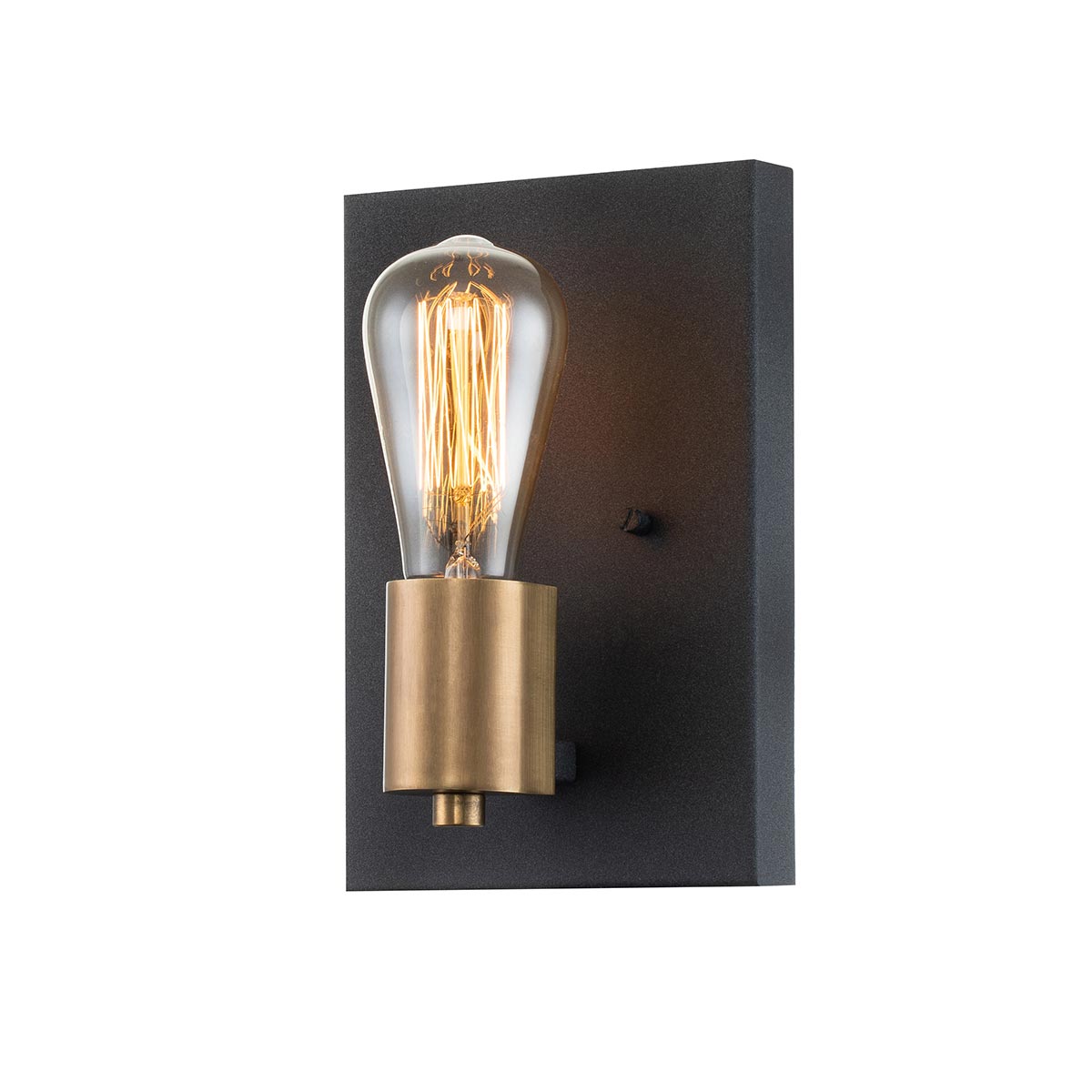 Quintiesse Silas 1 Lamp Industrial Wall Light Aged Zinc / Brass