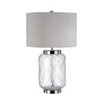 Sola Small 1 Light Clear Glass Table Lamp Polished Nickel Silver Shade