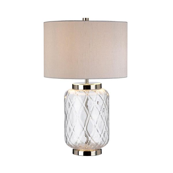 Quintiesse Sola small clear glass table lamp in polished nickel with silver shade main image