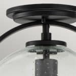 Quintiesse Somerset 1 Lamp Flush Ceiling Light Matt Black Seeded Glass