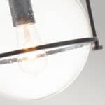 Quintiesse Somerset 1 Light Ceiling Pendant Matt Black Seeded Glass