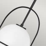 Quintiesse Somerset 1 Light Ceiling Pendant Matt Black Opal Glass