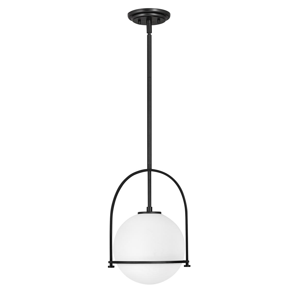 Quintiesse Somerset 1 Light Ceiling Pendant Matt Black Opal Glass