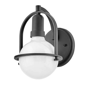 Quintiesse Somerset 1 lamp single wall light in matt black with opal glass globe bulb