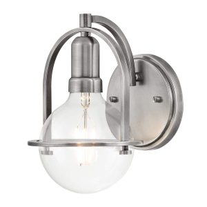 Quintiesse Somerset 1 lamp single wall light in brushed nickel with clear glass main image