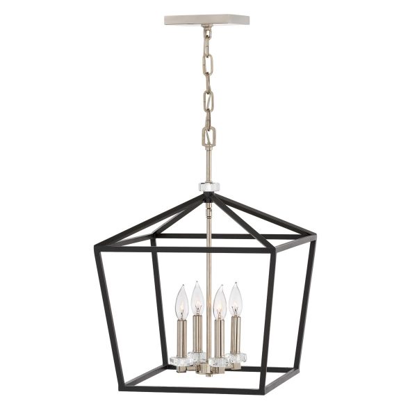 Quintiesse Stinson 4 light large ceiling pendant in matt black shown full height