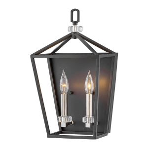 Quintiesse Stinson 2 light wall light in black and polished nickel main image