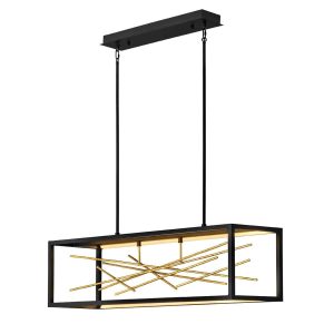 Quintiesse Styx modern LED designer island pendant in black and gold full height