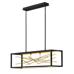 Quintiesse Styx modern LED designer island pendant in black and gold full height