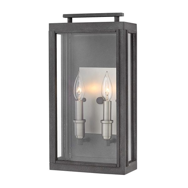Quintiesse Sutcliffe medium 2 light outdoor wall box lantern in aged zinc main image