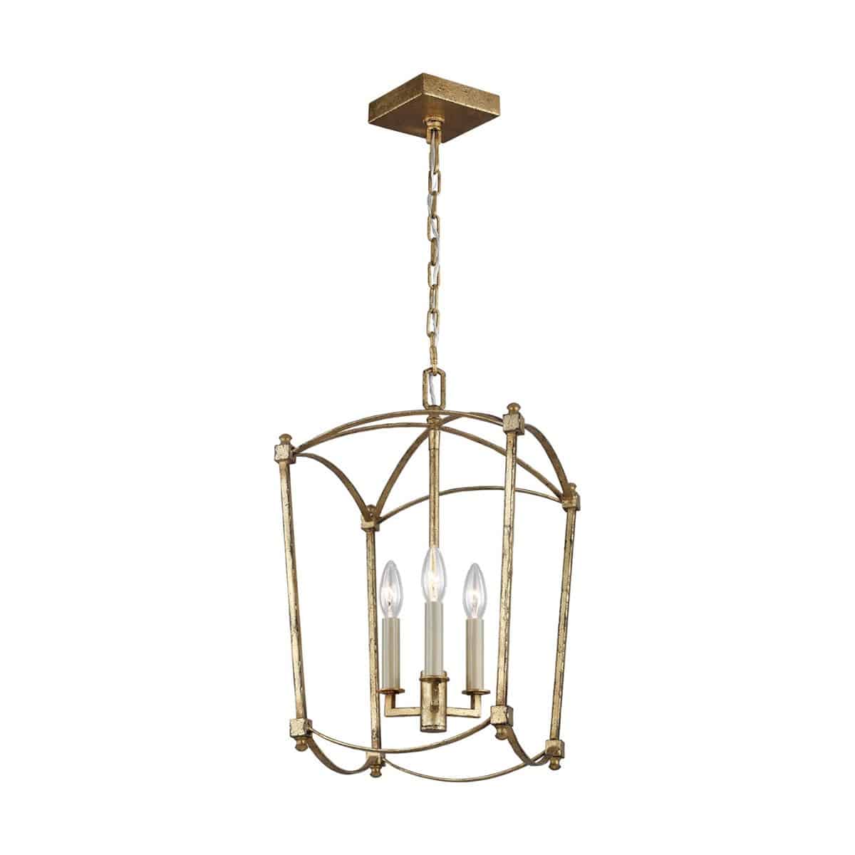 Quintiesse Thayer 3 Light Ironwork Ceiling Pendant Antique Gold