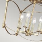 Quintiesse Thayer 4 Light Ironwork Semi Flush Mount Antique Gold