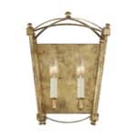 Quintiesse Thayer 2 Light Ironwork Wall Light Antique Gold