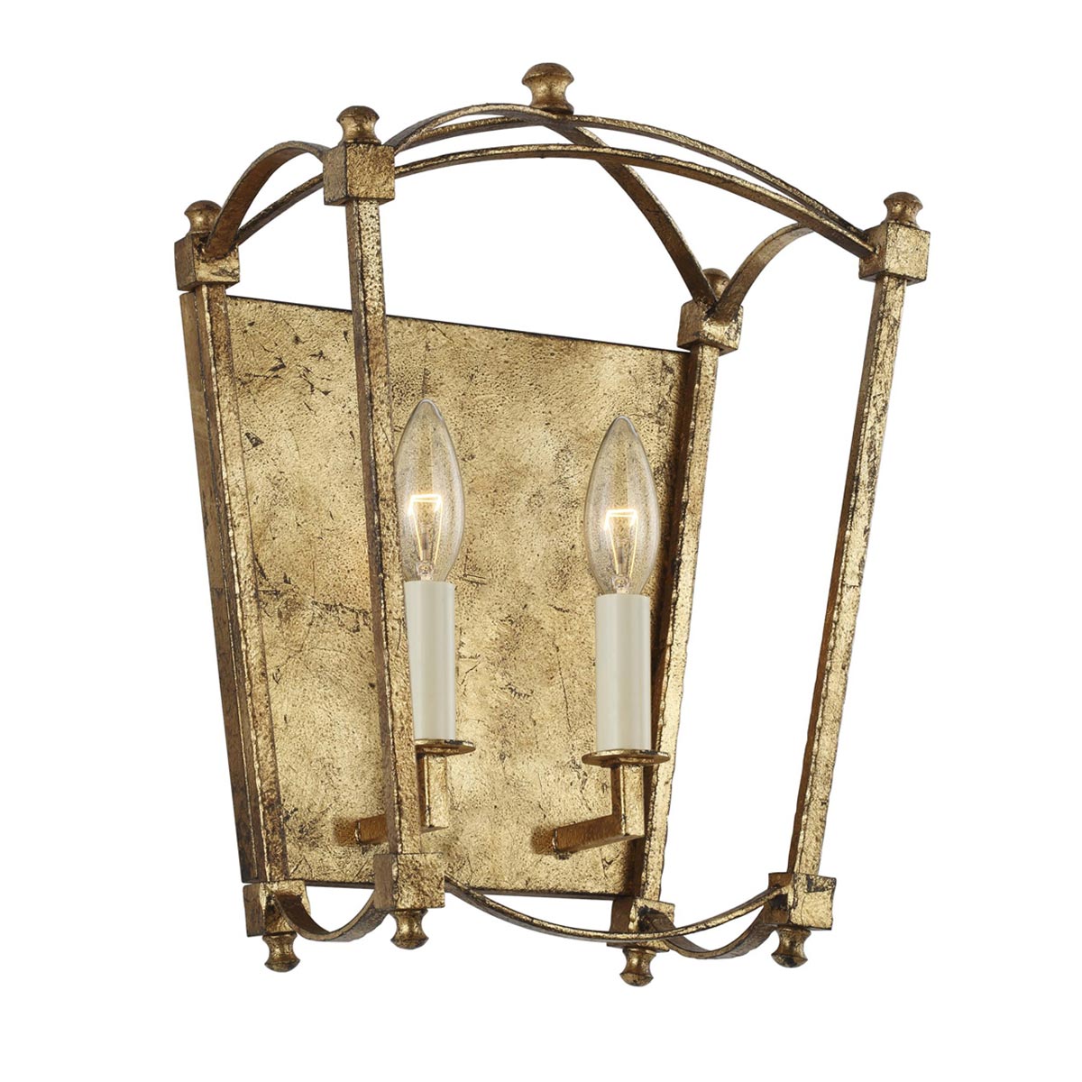 Quintiesse Thayer 2 Light Ironwork Wall Light Antique Gold