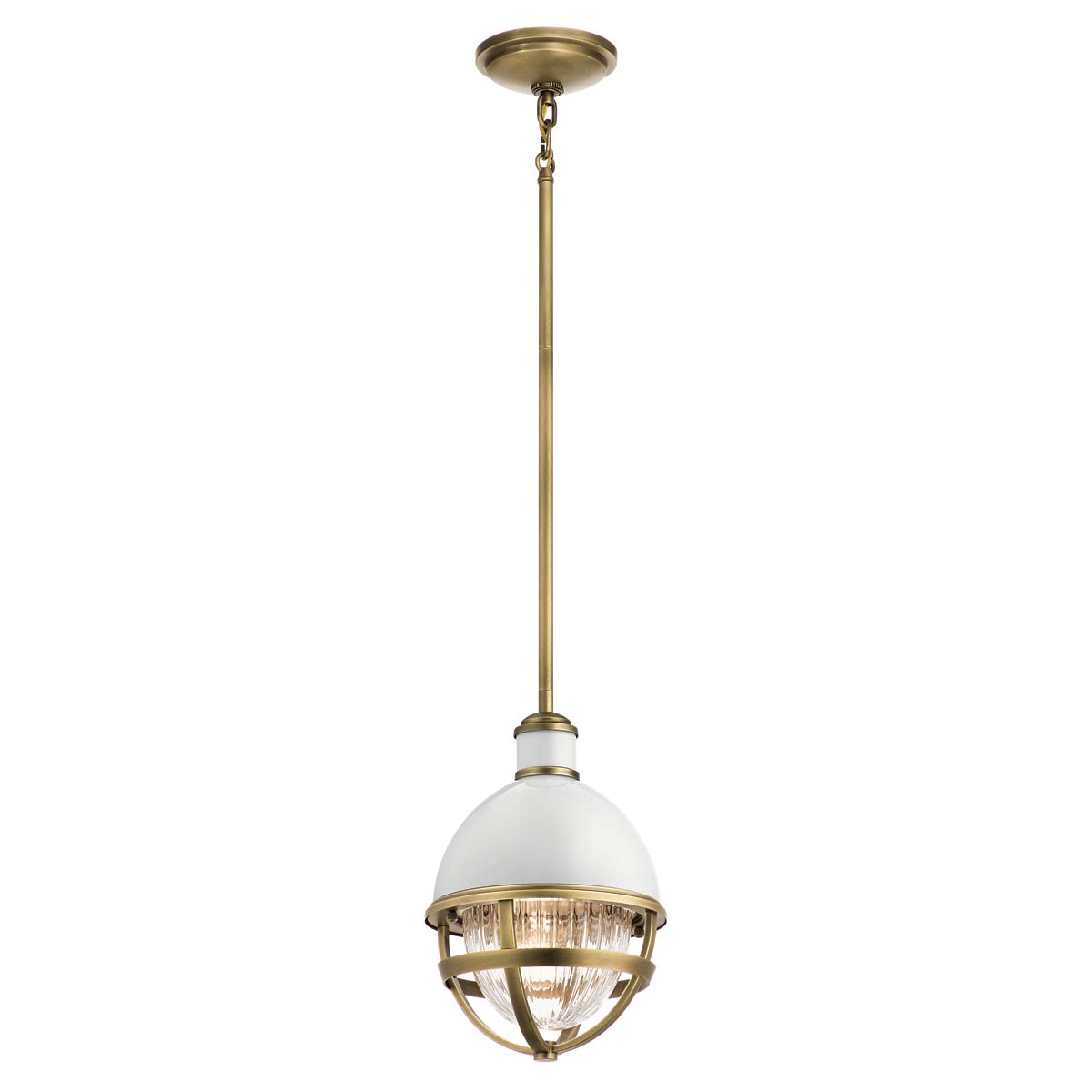 Quintiesse Tollis White 1 Light Mini Kitchen Pendant Natural Brass
