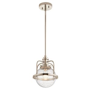 Quintiesse Triocent industrial bathroom or kitchen pendant light in polished nickel full height