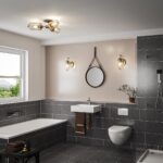Urban Restoration Semi Flush Bathroom Ceiling 3 Light Antique Brass