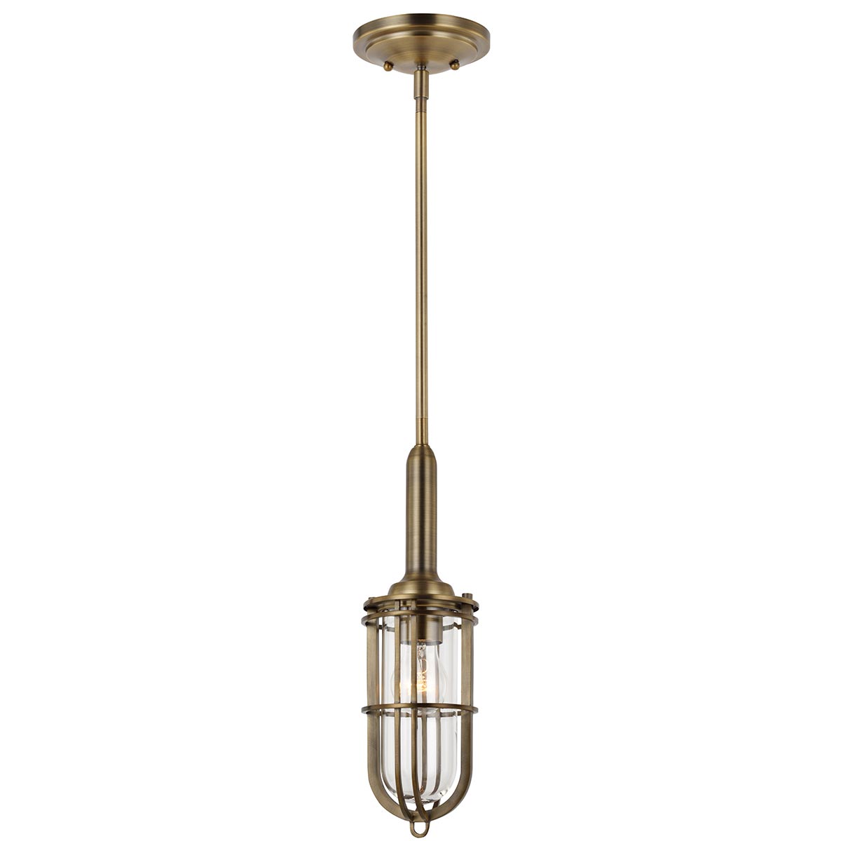 Urban Restoration Antique Brass Bathroom Pendant Light Clear Glass