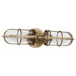Urban Restoration 2 Lamp Antique Brass Bathroom Wall Light Clear Glass