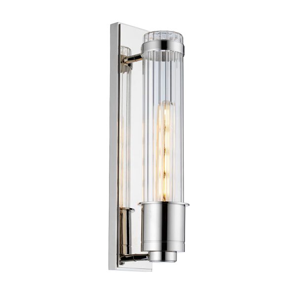 Quintiesse Wellington single polished chrome Art Deco style bathroom wall light main image