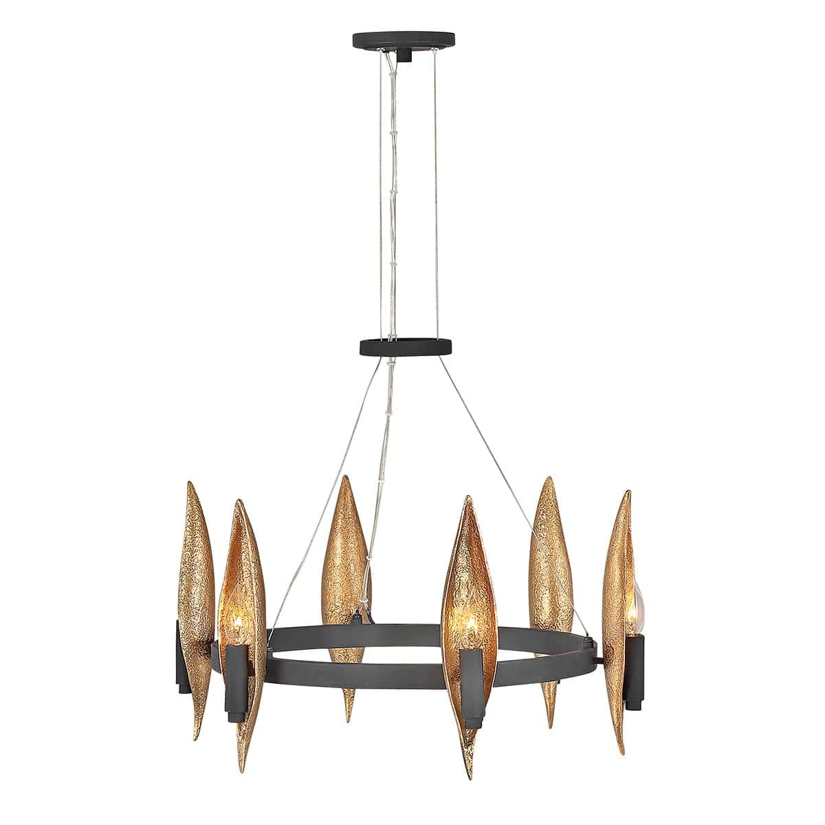 Quintiesse Willow 6 Light Chandelier Carbon Black / Deluxe Gold