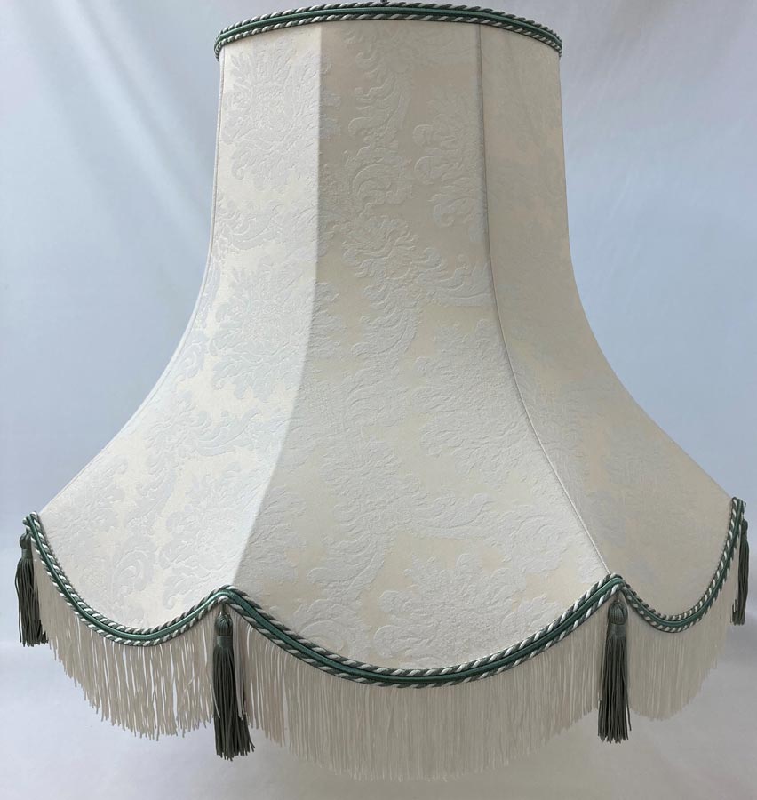 Quality Tassel Floor Lamp Shade Cream & Apple Fabric Handmade in UK