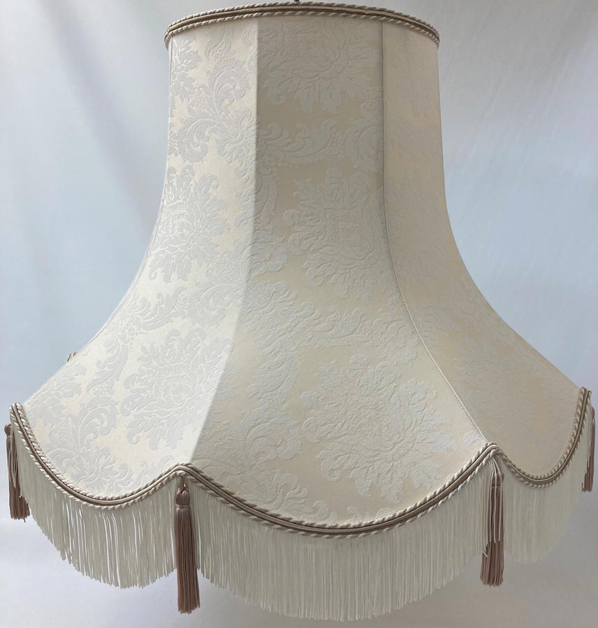 Quality Tassel Floor Lamp Shade Cream & Beige Fabric Handmade in UK