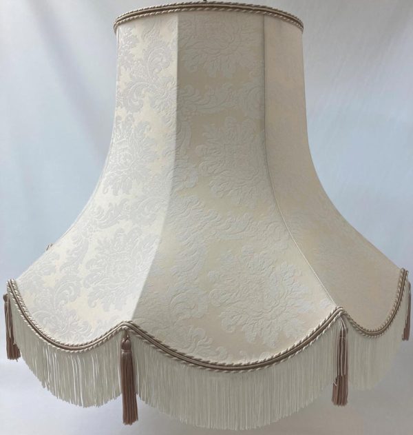 Quality Tassel Clip On Lamp Shade Cream & Beige Fabric UK Handmade