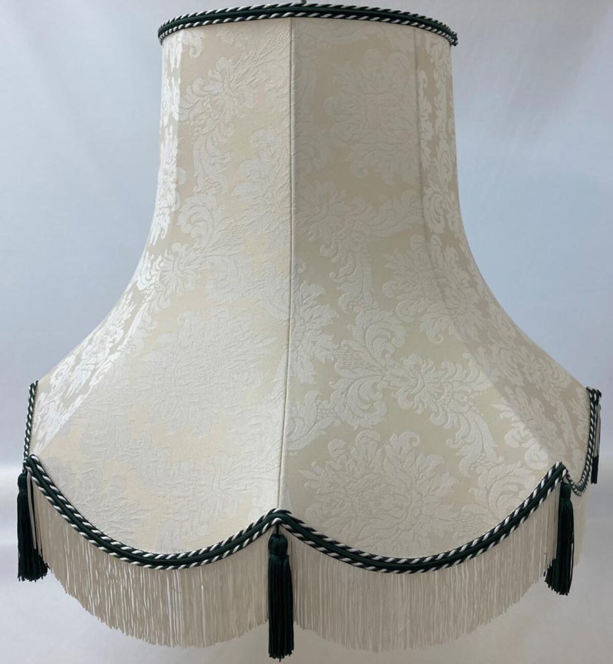 Quality Tassel Floor Lamp Shade Cream Dark Green Handmade In Uk Quality Tassel Floor Lamp Shade Cream, Extra Large Lamp Shades For Floor Lamps Uk
