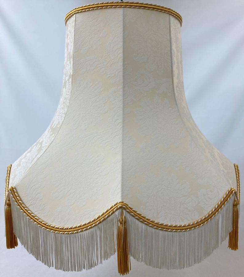 Quality Tassel Floor Lamp Shade Cream & Gold Fabric Handmade in UK