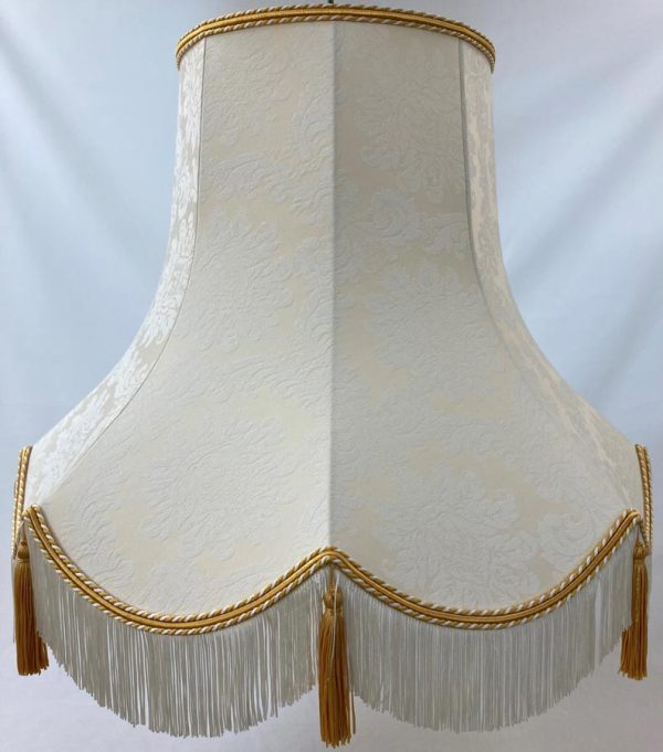 Quality Tassel Clip On Lamp Shade Cream & Gold Fabric UK Handmade