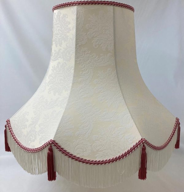 Quality Tassel Floor Lamp Shade Cream & Pink Fabric Handmade in UK